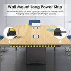 JUNNUJ Long Metal 16 Outlet Power Strip, Heavy Duty Power Strips Surge Protection 4800J with Circuit Breaker, 20a Wide Spaced Socket Wall Mount 5-15P Adapter High Amp 6-20R T-Slot 10FT Extension Cord