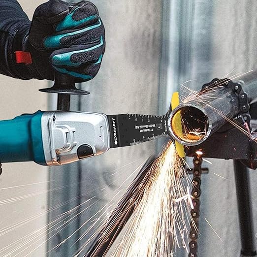 18 PCS Titanium Oscillating Tool Blade, Professional Universal Multitool Blades for Wood Plastic Metal, Multi Tool Blades Kits Fit Dewalt Milwaukee Ryobi Rockwell Fein