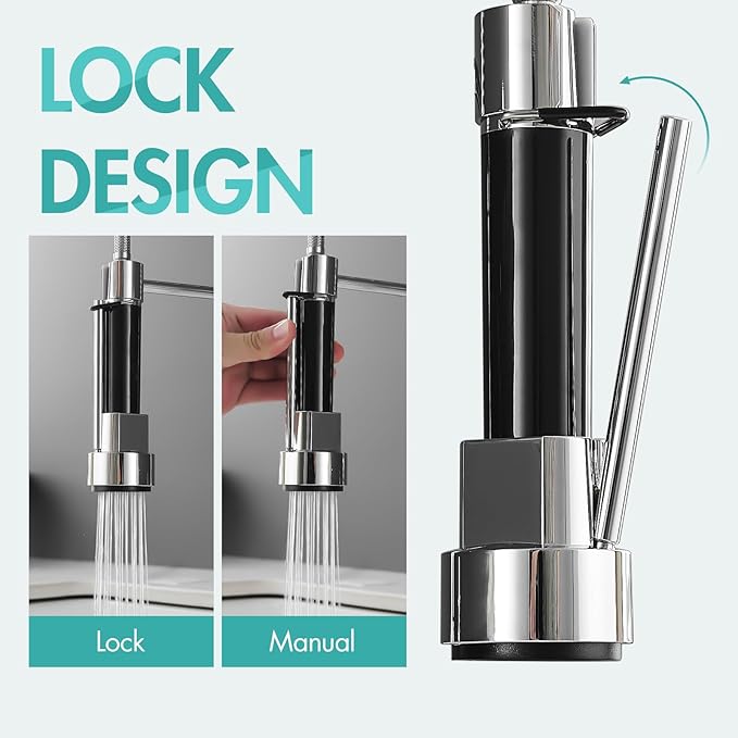 AIMADI Chrome Kitchen Faucet with Pull Down Sprayer,Dual Spout Design Modern Stainless Steel High Arc Kitchen Sink Faucet for Farmhouse Camper Laundry Rv Bar