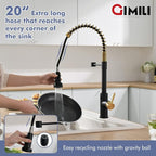 GIMILI Black and Gold Touchless Kitchen Faucet with Pull Down Sprayer, Motion Sensor Hands-Free Activated Faucet for Kitchen Sink