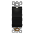 LIDER Lighted Decorator Switch, Residential Grade and UL Listed, Paddle Light Switch with Locator Light, Matte Finish Rocker Switch, Minimalist Design, 1-Pole, 3-Wire, 15A 120-277VAC, Black