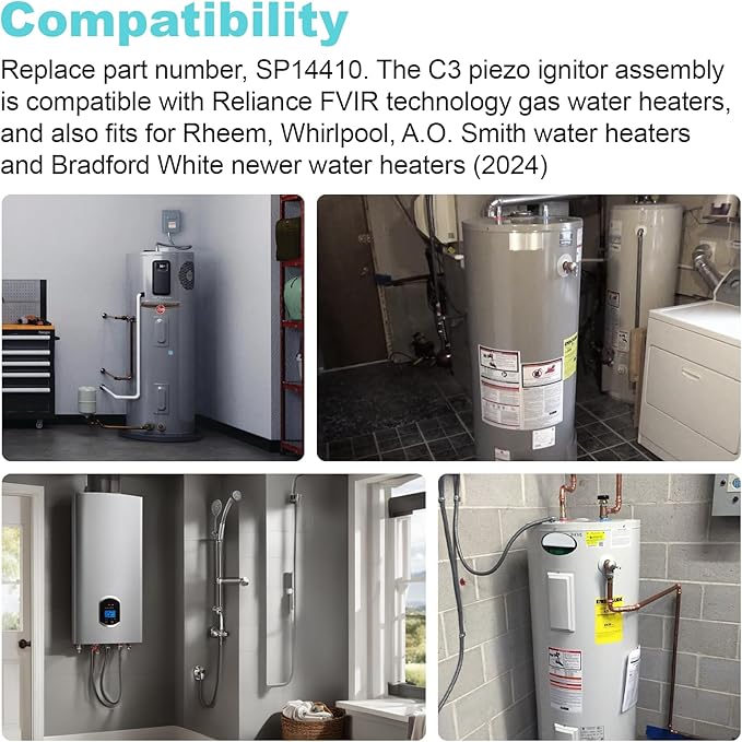 QQZ Piezo Ignitor & Bracket SP14410, for Rheem Water Heaters Parts, Water Heater Igniter