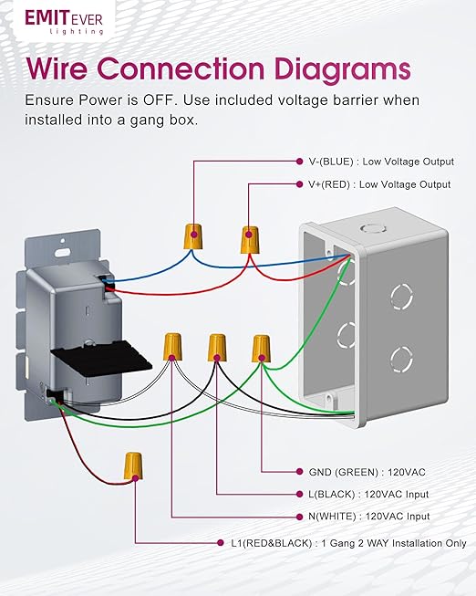 Dimmer Light Switch & 24V 96W Dimmable LED Driver 2 in 1, UL Listed Single-Pole or 3-Way Slide Dimmer Switches for Led Strip Lights,120VAC to 24VDC Power Supply for Low Voltage Project, Glossy White