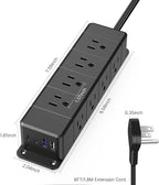 30W USB C Power Strip Surge Protector,Ultra Thin Flat Plug Power Strip 4 Side 12 Outlets,1 PD Fast Charing,2 USB-C, 2 USB-A(4 USB Total 40W),6ft Slim Extension Cord,16 in 1 Desk Power Bar,1200J Black