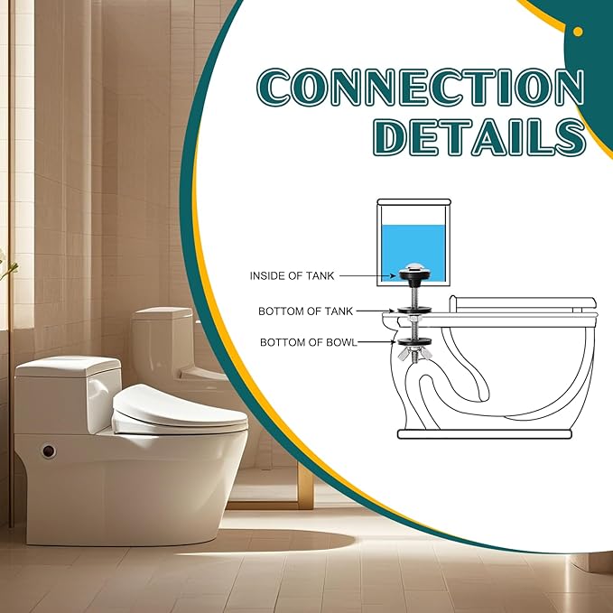 2PCS M6 Universal Toilet Tank to Bowl Bolts Kit, Heavy Duty Stainless Steel Toilet Seat Bolts, Easy to Install