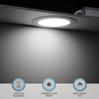 TORCHSTAR 6 Inch Slim LED Recessed Lighting with Junction Box, CRI90 Aluminum Dimmable 12W Ultra-Thin Recessed Light, 5000K Daylight, 1100LM Basic Series LED Downlight, ETL & ES & FCC, Pack of 6