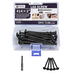 Lag Screws 3 Inch, 25PCS Heavy Duty Construction Screw,Structural Wood Screw #14 x 3, Rust Resistant, Washer Head, Black Coated Exterior Wood/Lag Screws, Star Drive with Bit