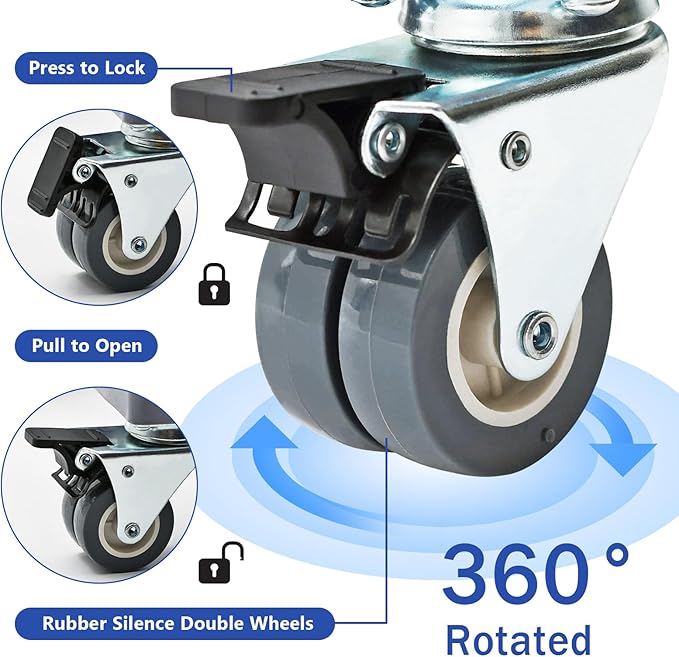 Updated Fridge Stand Mobile Base with Double Pipes 4 Locking Wheels 4 Strong Feet, Adjustable Furniture Dolly for Washer Dryer Washing Machine Stand Pedestal, Refrigerator (Grey, Extra Large)