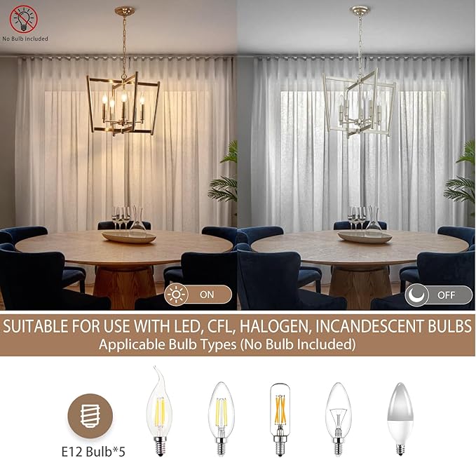 20" Brushed Nickel Geometric Ceiling Light and Pendant Dual-Use Light, 5-Light Dining Room Light Fixture Over Table Modern Farmhouse Chandeliers for Kitchen Island Living Room Entryway Light