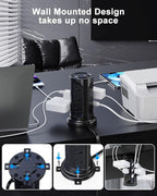 Tower Surge Protector Power Strip Flat Plug with 12 AC Outlets 3 USB Ports(2 Type C), 6.5 FT Ultra Flat Extension Cord with Multiple Outlets, Outlet Extender with Screw Wall Mount for Home Office Dorm