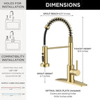 FORIOUS Kitchen Faucets with Sprayer, Stainless Steel Bar Sink Faucet Single Handle with Deck Plate, Commercial Pull Out Faucet for Kitchen Sink, Marine Boat Deck, Laundry Bar RV Camper