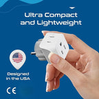 Ceptics Schuko Germany, France Plug Adapter, Dual Input - Ultra Compact Light Weight - Usa to Russia, South Korea Travel Adaptor Plug - Type E/F (3 Pack)