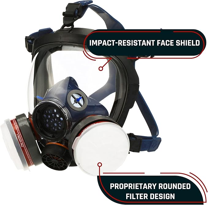 Parcil Distribution Gas Mask Survival Nuclear and Chemical Full Face Respirator - Organic Vapor & Particulate - CE Tested