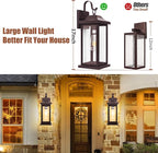 2-Pack 17 Inch Large Bronze Outdoor Light Fixtures, Exterior Vintage Outdoor Wall Sconces IP65 Waterproof Anti-Rust, Porch Lights with Clear Glass Outside Rustic Wall Lanterns E26 Bulb Base