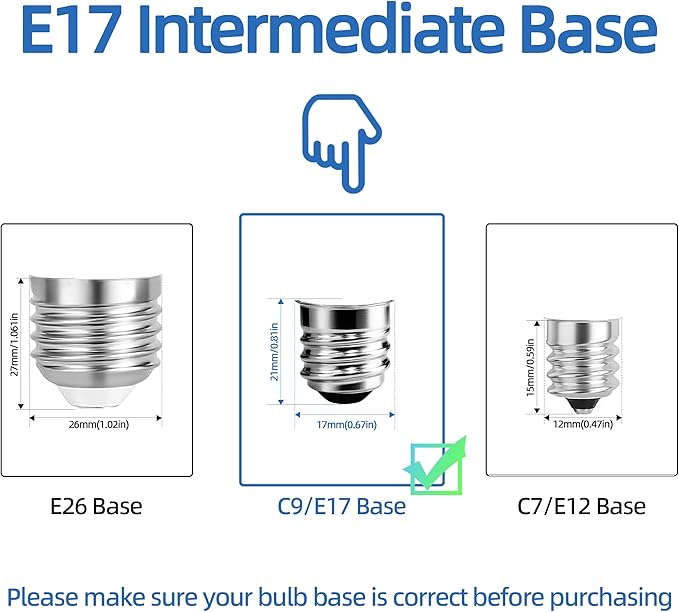 2.5 Inch E17 Intermediate Base LED Filament Bulb 360 Lumens, 2700K Soft White Dimmable Appliance Bulb AC 120V, UL Certified T8 Microwave Light Bulbs Under Hood for Refrigerator Stove 4Pack