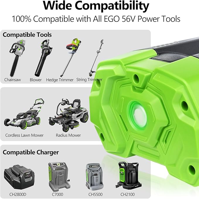 Replacement for EGO 56V Batttery 5.0Ah BA2800 BA2800T BA4200 BA1400 BAT1400T BA5600T Compatible with EGO 56V Power Tools Lawn Mower, Leaf Blower, Chainsaw