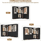 Aheaplus Closet System with 6 Drawers, 4 Hanging Rods & Corner Tower, Corner Closet System with Hanging,80.9" L-Shaped Walk-In Wardrobe Organizer, 2000+ lbs Capacity, Set of 3, Black