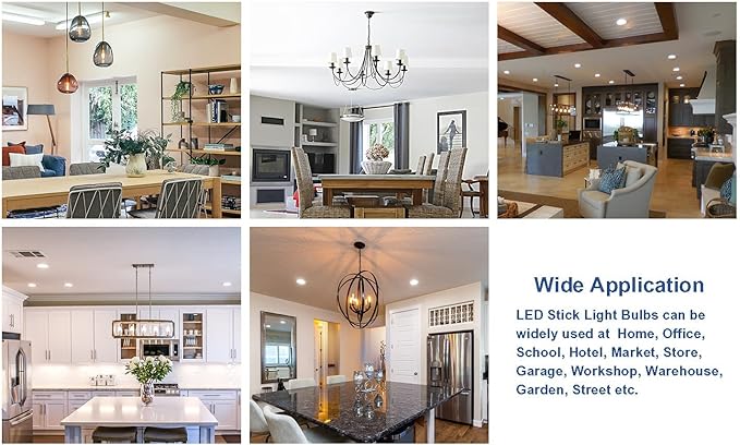 Jolux LED Stick Light Bulbs 60W Equivalent,Enclosed Fixture Rated, 800 Lumen 2700K Soft White,Medium Screw Base E26 led Bulbs,Non-Dimmable,12 Count (Pack of 1)…