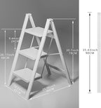 White Step Ladder White 3 Step Folding, Sturdy 330 Lbs Small Step Stool for Adults, Closet Step Stool Ladder with Anti-Slip Wide Pedals, Portable Folding Ladder for Home Kitchen Office