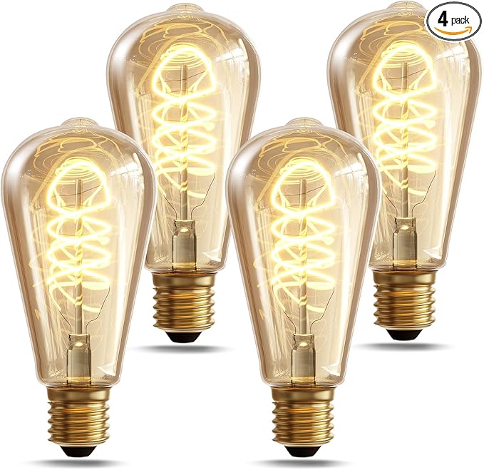 HESSION ST64 LED Edison Bulb - 4W Equivalent 40Watt, 4-Pack 2700K Warm White Light Bulbs, E26 Base Bulb- Easy Install, Vintage Decorative LED Light Bulbs for Home Light