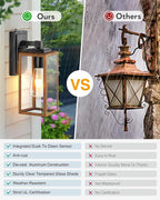 VIANIS Dusk to Dawn Wall Lights, Wood Grain Exterior Light Fixture, Clear Glass Garage Light, Modern Outdoor Lights Sconce with Waterproof, Anti-Rust, Weather Resistant for Patio, E26 Socket