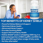 Kidney Shield Omega 3 Fish Oil Supplements - DHA EPA Omega 3 Supplement for Women & Men Kidney Health - Omega3 to Support Normal Kidney Function & Kidney Cleanse Detox & Repair - 120 Lemon Softgels