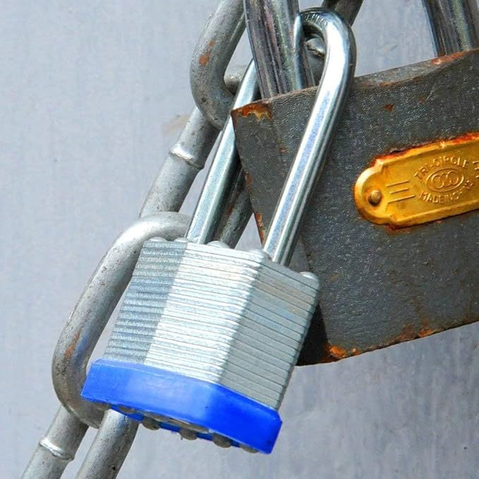 SEPOX® 12Pcs Set Laminated-Padlocks with Key Different, Extra Long-Shackle, 1-9/16" 40MM Heavy-Duty Steel Lock Body Each Lock with 2 Big Key for Outdoor & Indoor Lockers-Locks, Fence, Gate, Tool-Box