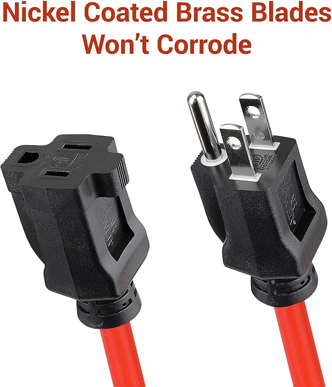 Clear Power 16 Gauge 3Prong Cords (16/3-3 Prong Grounded Plug, Orange, 25 ft)