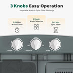 Greenvelly Portable Washing Machine, 16 Lbs Compact Mini Washer and Dryer Combo, Semi-automatic Twin Tub Washer with Drain Pump for Dorms, Apartments, RVs (Grey)