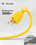 PLUGTUL 2FT Outdoor Extension Cord with Multiple Outlets, 14 Gauge, 3-Outlet, SJTW, 15A 14AWG 1875W SJTW, ETL Listed - Great for Garage, Garden and Home, Yellow