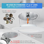 LVWIT LED Recessed Light 6inch, 5CCT Can Lighting with White Cover, Color Selectable Dimmable Downlight with E26 Conversion Kit, 2 Pack