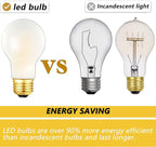 A19 Frosted Vintage LED Edison Bulbs 40W, E26 Dimmable LED Filament Light Bulbs, 3000K Soft White,4W Equivalent 40W,400LM, AC120V, A19 Frosted Light Bulbs with 90 CRI,6Pack