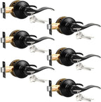 Knobonly 6 Pack Keyed Alike Bathroom/Bedroom Door Lock, Matte Black Front Door Handle, Exterior Door Handle, Same Key for Each Pack, Zinc Alloy