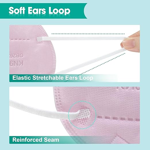 LEMENT KN95 Face Masks,50 Pack 5-Ply Breathable Cup Dust Disposable Masks For Adults,Pink