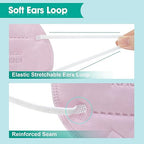 LEMENT KN95 Face Masks,50 Pack 5-Ply Breathable Cup Dust Disposable Masks For Adults,Pink