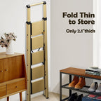 Taranta 5 Step Ladder, Portable Folding Ladder with Wide Pedal, Lightweight Aluminum Step Stool with Convenient Handgrip, 330 lbs Capacity Stepladder for Home, Office - Gold