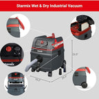 Starmix 1625 "Powerhouse Basic 6.6 Gallons/25L, High Performance Multi-Use Portable Dust Extractor - Wet/Dry - Manual Self-Clean Filter System - HEPA Certified, 103860