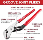 ARROW 2-Piece Groove Joint Pliers Set, Adjustable Water Pump Pliers Set (8" & 12") with 5 & 7 Jaw Positions, Serrated Jaws and Comfort Dip-grip Handle, for Plumbing Repair and Home Maintenance