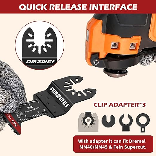 30 Pcs Bi-Metal Oscillating Tool Blades Metal Cutting, 1-3/4" Curved Edge Multitool Blades for Soft Metal, Hard Wood, Plastic, Oscillating Saw Blades Fit Dewalt Milwaukee Bosch Ryobi