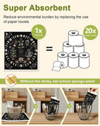 6 Pack Swedish Dishcloths for Kitchen - Reusable Dish Cloths for Washing Dishes Absorbent Cute Funny Kitchen Towels Cleaning Sponge, Moon Butterfly