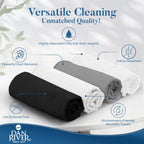 DAN RIVER 24-Pack Microfiber Towels – Ultra Absorbent, Lint-Free & Streak-Free Kitchen Rags Cleaning for Home, & Car - Must-Have Cleaning Essentials - 12" x 12" - Gray White Black