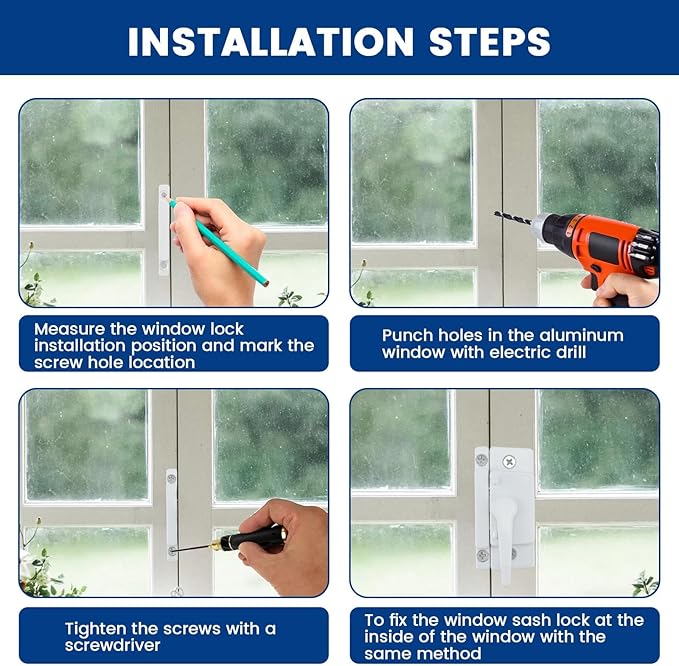 2 Pack Sliding Window Sash Locks, White Cam Sash Locks for Double Hung Windows, Security Sash Window Lock and Keeper Replacement for Vertical and Horizontal Sliding Windows