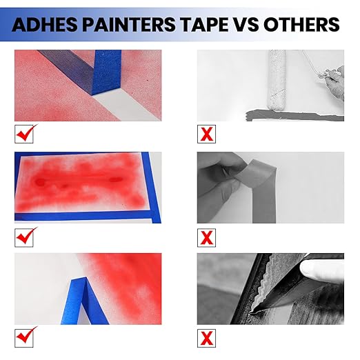 ADHES Upgrade Blue Painters Tape, Masking Tape for Painting 36 Rolls x 1.41 Inch x 60 Yards, Blue Paint Tape No Residue Outdoor Anti UV Multi Surface Use, Total 2160 Yards