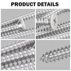 White Head 25 PCS #10X4 Stainless Steel Phillips Flat Head Wood Screws,Stainless Steel 18-8 A2(304) Screw,Home Screw Kit by QISHENG