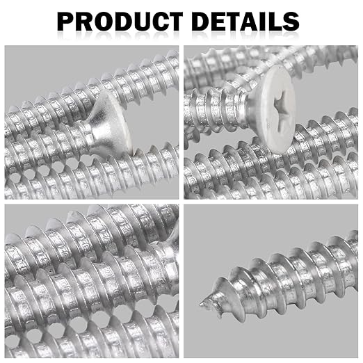White Head 25 PCS #14X3-1/2(3.5 inch) Stainless Steel Phillips Flat Head Wood Screws,Stainless Steel 18-8 A2(304) Screw,Home Screw Kit by QISHENG