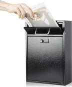 KYODOLED Steel Combination Lock Mail Boxes Outdoor, Locking Wall Mount Mailbox,Security Lock Drop Box, Collection Boxes,16.2H x 11.22L x 4.72W Inches, Black X Large