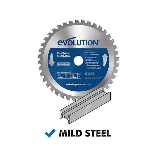 Evolution Power Tools 185BLADEST Steel Cutting Saw Blade, 7-1/4-Inch x 40-Tooth , Blue