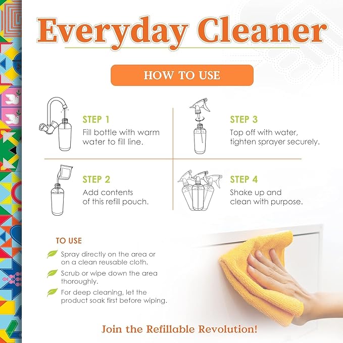Truly Free Everyday Cleaner - Multipurpose Cleaner Spray, Kitchen Counter Cleaner, Natural Cleaning Products, Multi-Surface Household Solution - Pack of 3