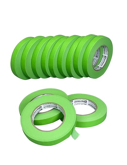 Painters Tape for Car - Green No Residue Automotive Masking Tape - Heat Resistant for Paint Booth, 0.7 Inches X 60 Yards, 12 Rolls