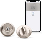 Level Lock+ Deadbolt Smart Lock - World's Smallest Smart Lock Plus Apple Home Keys - Level App for iOS & Android - Works with Apple Home (Satin Nickel)